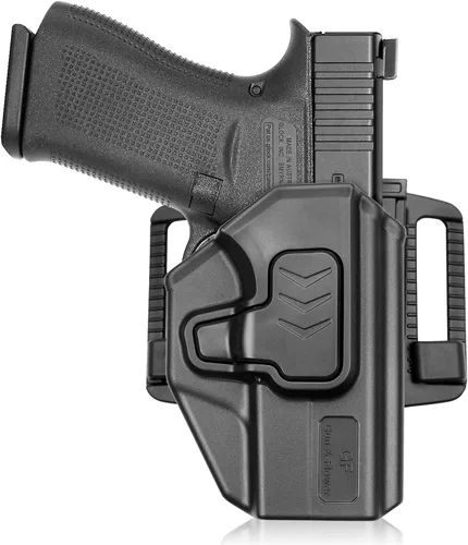 Vista 6 de Funda OWB compatible con Glock 43/43X (solo compatible con modelos estándar), no compatible con versiones MOS 43X o riel, clip de cinturón ajustable