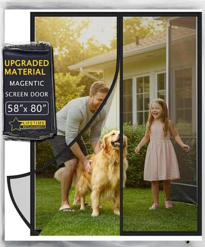 Vista 10 de Puerta mosquitera magnética, cortina de puerta de malla resistente con fuertes imanes de marco completo, cierre automático manos libres, apta