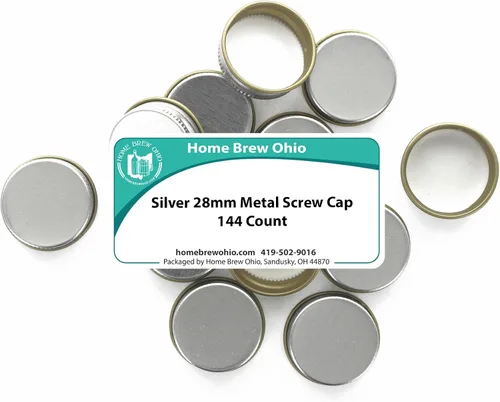 Vista 2 de Home Brew Ohio Tapones de rosca de metal plateado de 1.102 in - 144 CT