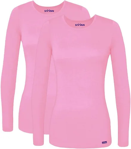 Vista 14 de Sivvan Scrubs for Women - Long Sleeve Comfort Underscrub Tee 2-Pack Negro