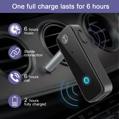 Vista 4 de Paquete de 2 adaptadores Bluetooth Aux para coche, receptor transmisor Bluetooth 5.3 2 en 1 para auriculares, altavoz de audio para el hogar