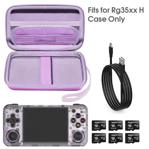 Vista 4 de Roseliya Hard Carrying Case for RG35XX H Retro Handheld Game Console, Game Travel Storage Holder with Mesh pocket and Accessory Pockets for