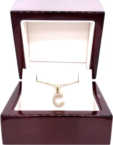 Vista 262 de Collar colgante con letra inicial de diamantes en oro amarillo de 14k (1/10 quilates) 18 pulgadas