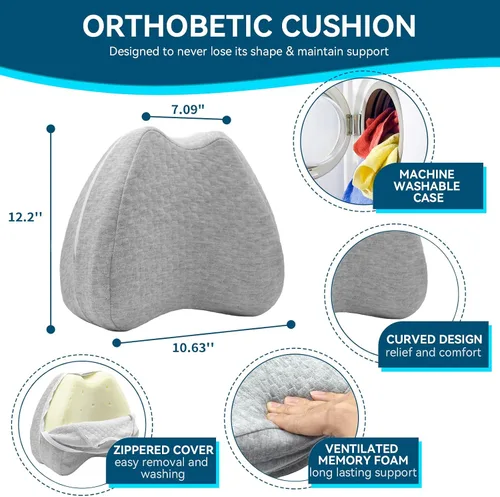 Vista 4 de QISHFEN Almohada de rodilla para personas que duermen de lado, espuma viscoelástica para el dolor de cadera, almohada de piernas para dormir