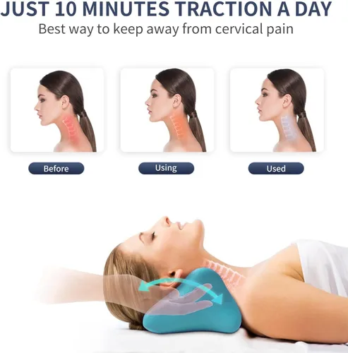 Vista 5 de Almohada de masaje cervical para columna vertebral, relajante de cuello y hombros, almohada de masaje de cuello, alineación de columna cervical