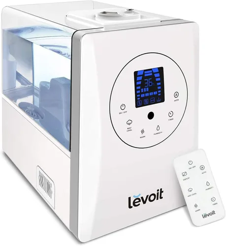 Vista 2 de LEVOIT Humidificadores, blanco y purificador de aire para alergias en el hogar, pelo de mascotas en el dormitorio, filtro HEPA H13, sistema