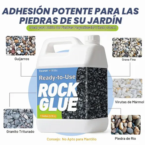 Vista 6 de Teexpert Pegamento de roca para paisajismo: pegamento de grava listo para usar de 1 galón de fórmula 2026 para grava de guisantes, piedras