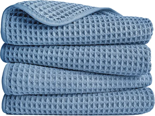 Vista 15 de POLYTE Toalla de mano de microfibra de 430 GSM, sin pelusas, 16 x 30 pulgadas, paquete de 4 (tejido de gofre) Paquete de 4, de gran tamaño, sin