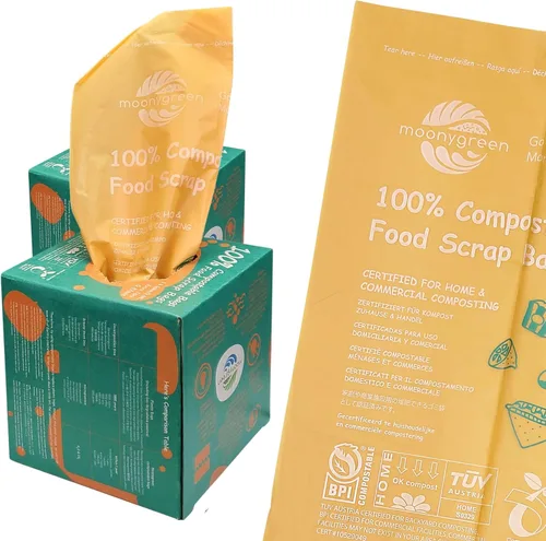 Vista 7 de Bolsas de basura compostables de 13 galones, bolsas altas de basura de alimentos resistentes para cocina, extragruesas, certificadas US BPI ASTM