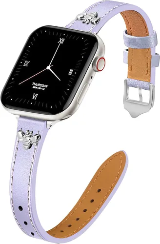 Vista 16 de JR.DM Correas de cuero delgadas compatibles con Apple Watch Band 1.496 in 1.575 in 1.614 in 1.654 in 1.732 in 1.772 in 1.811 in 1.929 in, correa