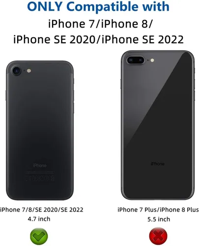 Vista 2 de iCoverCase Funda compatible con iPhone SE 2022/SE 2020/7/8 con soporte para tarjetas, funda tipo cartera para mujer, con bloqueo RFID en relieve