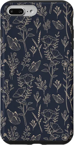 Vista 12 de Butterfly Meadow Botanical Wildflower Pattern (Azul Marino) Funda para iPhone 17