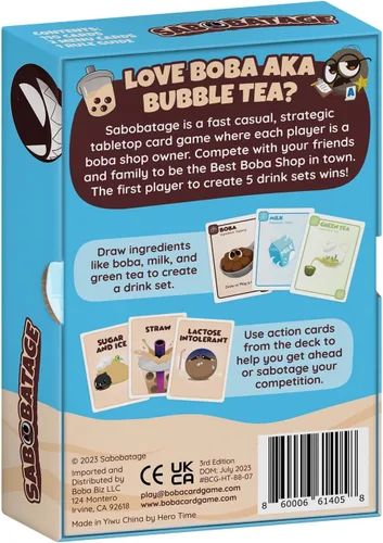 Vista 6 de Sabobatage: El juego de cartas Boba Juego de fiesta fácil y familiar Juegos de cartas para adultos, adolescentes y niños 2-5 jugadores