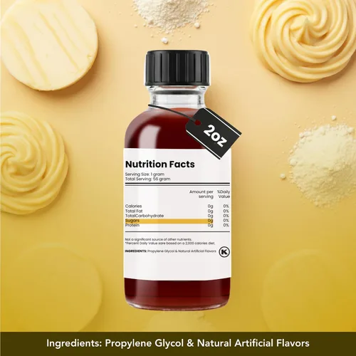 Vista 2 de Dolce Flav Extracto de mantequilla – 2 onzas soluble en agua, Kosher, sin azúcar, sabor concentrado de mantequilla de imitación para hornear