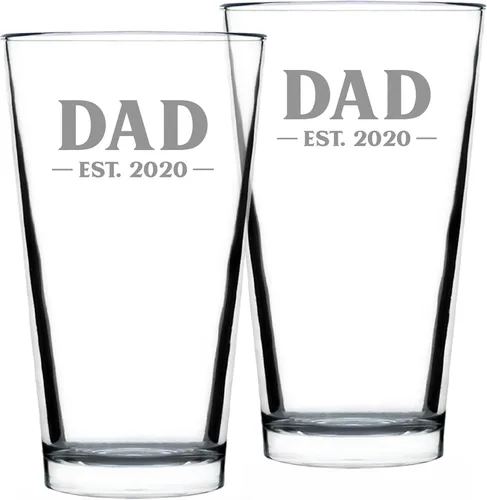 Vista 11 de Dad Est 2023 - Regalo de Vaso de Pinta para Nuevo Padre Primerizo - Vasos Llamativos de 16 Oz Bevvee Dad gift ideas for fathers, husbands and