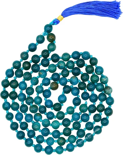 Vista 98 de Collar y Pulsera de Cuentas de Oración Japa Mala de Amazing Gemstone, 108 Cuentas para Meditación turquesa (African Turquoise)