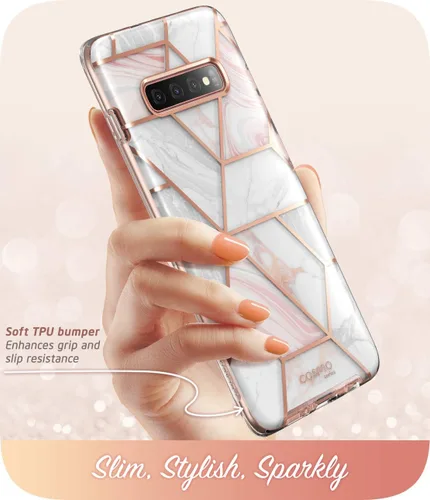 Vista 3 de i-Blason Cosmo Series - Funda para Samsung Galaxy S10+ Plus, elegante funda protectora con purpurina sin protector de pantalla integrado (mármol)