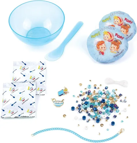 Vista 2 de Make It Real: Kellogg's Cerealsly Cute - Rice Krispies - Kit de pulsera de bricolaje, 178 piezas, dijes de Snap-Crackle-Pop, crea 4 pulseras