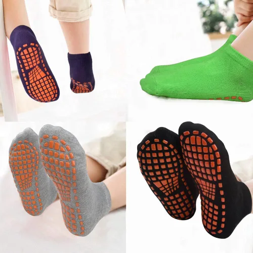 Vista 6 de HYCLES Calcetines antideslizantes para niños y niñas, calcetines adhesivos para el tobillo, calcetines antideslizantes para niños, 6 pares