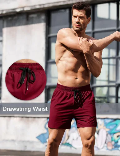 Vista 4 de COOFANDY Pantalones cortos deportivos para correr para hombre de 5 pulgadas, paquete de 2 pantalones cortos de entrenamiento para gimnasio