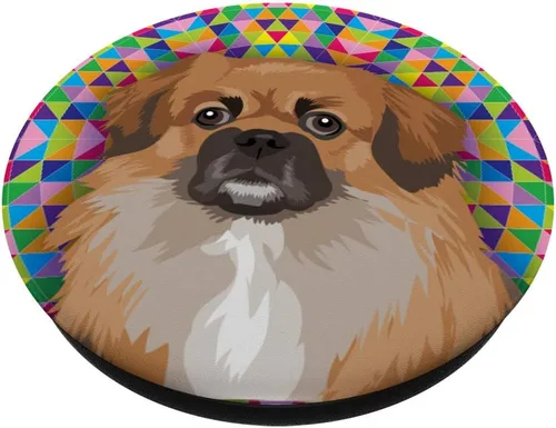 Vista 2 de PopSockets - Agarre y soporte para teléfonos y tabletas, diseño de perro tibetano