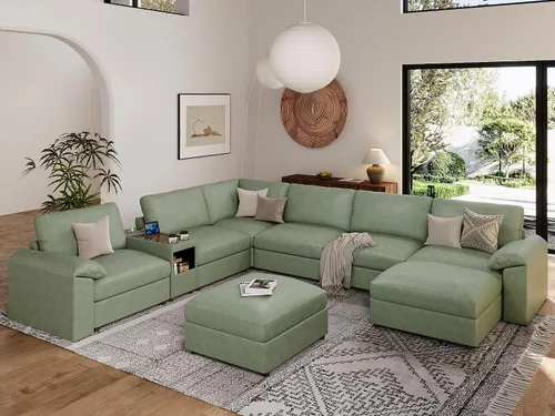 Vista 91 de EASE MOOSE Sofá modular seccional, sofá en forma de U para sala de estar Beige