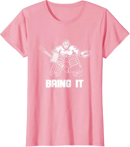 Vista 11 de Divertida camiseta gráfica de ropa de portero de hockey sobre hielo, Negro, S