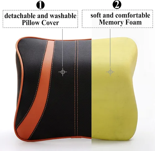Vista 3 de Almohada de coche con asiento de espuma viscoelástica, soporte para cabeza y cuello, cojín para reposacabezas automático, silla de viaje