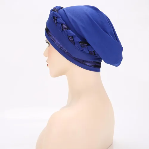 Vista 7 de Turbante para mujer Pañuelo de cabeza trenzado brillante sedoso trenzado para quimioterapia para la cabeza de cáncer