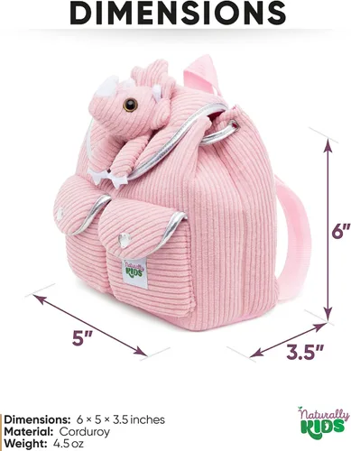 Vista 3 de Naturally KIDS Mini mochila de dinosaurio mochila muy pequeña para niñas y niños juguetes de dinosaurio para niños de 3 a 5 años mochila rosa