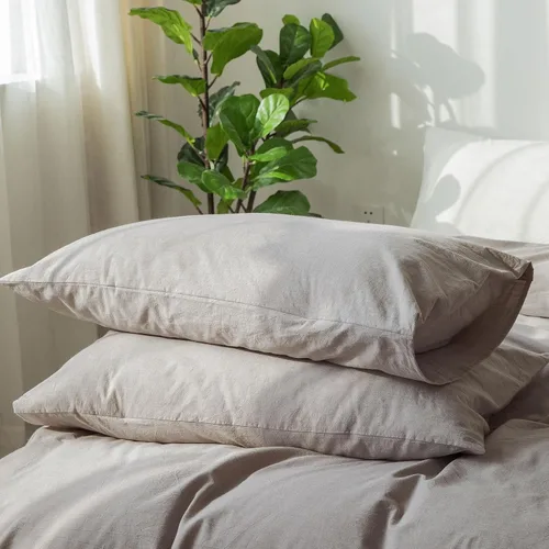 Vista 20 de MooMee Juego de 2 fundas de almohada de cuadros 100% algodón lavado con textura parecida al lino, transpirable, duradera, suave y cómoda