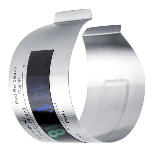 Vista 8 de Temperatura de la pulsera de temperatura del vino, termómetro LCD de vino de acero inoxidable, botella de cerveza, vinos tintos, pulsera sensor