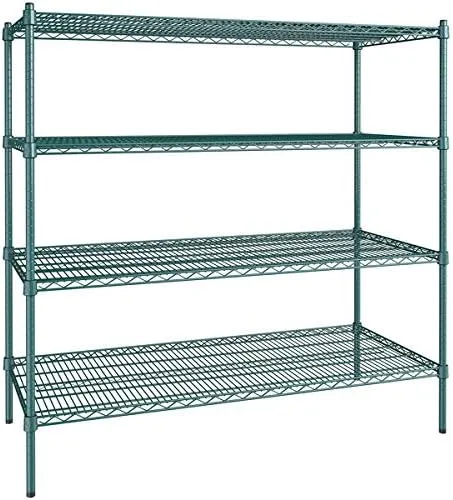 Vista 349 de Kit de 4 estantes de epoxi verde NSF de 21 x 72 pulgadas con postes de 86 pulgadas, estantería de almacenamiento resistente, kit de estantería