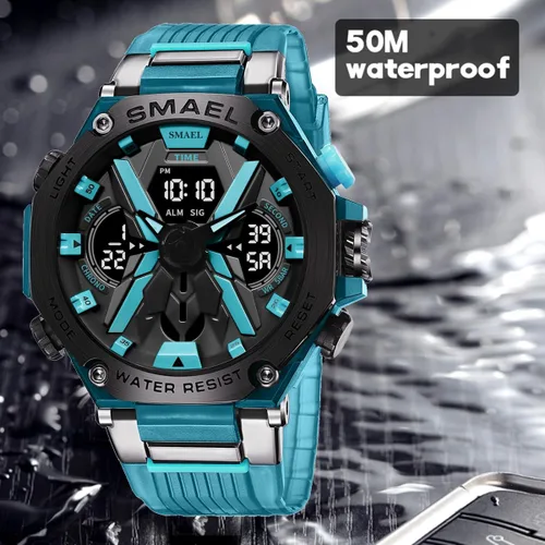 Vista 5 de FANMIS Outdoor Shockproof Sports Watch for Men Military Waterproof Stopwatch Multi Function LED Electronic Large Dial Dual Time Tactical Army Watch