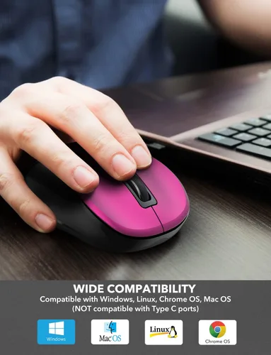 Vista 6 de Trueque Mouse inalámbrico para laptop, mouse ergonómico de 2.4 G con 3 niveles de DPI ajustables, botones de página arriba y abajo, mouse USB