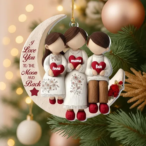 Vista 16 de Abuela y Nieto Moon Loves - Adornos Acrílicos Personalizados de 1 Capa - Te Amo Hasta la Luna y de Vuelta - Adorno Adornos Navideños 2025