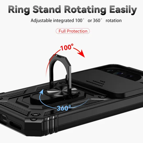 Vista 6 de Funda para Google Pixel 9 Pro XL con cubierta para lente de cámara, protector de pantalla HD, doble capa de grado militar a prueba de caídas