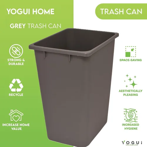 Vista 4 de Cubo de basura de plástico – 35 cuartos (9 galones) – Cubo de basura interior para cocina, hogar, oficina y uso comercial – Cubo grande de Gris