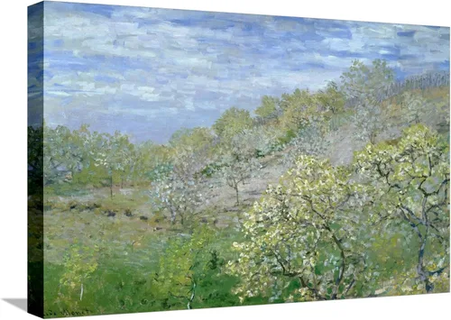 Vista 8 de ART.COM Claude Monet - Póster enmarcado para pared, diseño de árboles en flor, decoración escénica, 18 x 12 pulgadas, marco negro con paspartú blanco