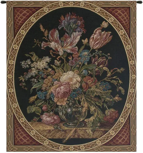 Vista 17 de Bouquet con uvas tapiz italiano rojo – 39 pulgadas x 26 pulgadas algodón/viscosa/poliéster por Charlotte Home Furnishings Inc
