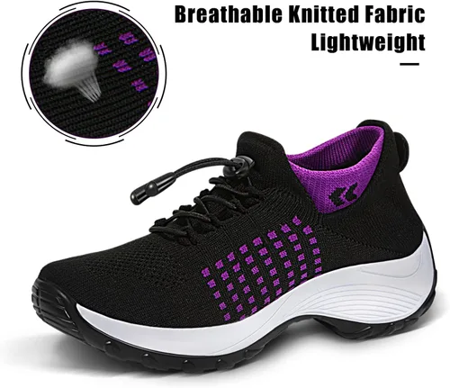 Vista 2 de STUNAHOME Zapatos deportivos ortopédicos transpirables para mujer, zapatos para caminar sin cordones, cómodos, informales, zapatos atléticos