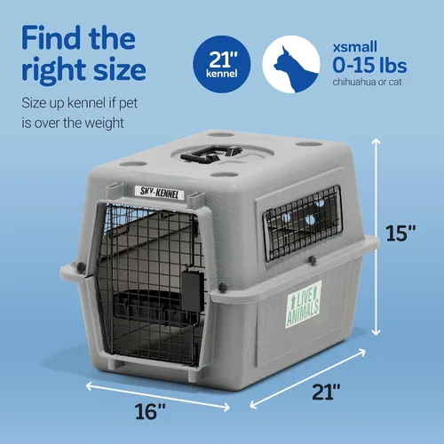 Vista 4 de Petmate Sky Kennel para aire y viaje, jaula para perros compatible con aerolíneas para razas de perros más pequeñas o mascotas de hasta 15 lbs
