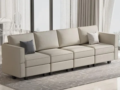 Vista 33 de Belffin - Sofá modular de terciopelo con asientos de almacenamiento, sofá de 3 plazas para sala de estar, color negro