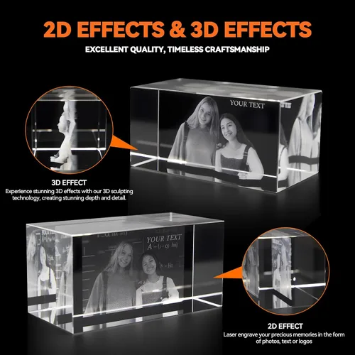 Vista 3 de Q&K Regalo de fotos de cristal 3D, foto 3D personalizada grabada en luces nocturnas de cristal, lámpara grabada personalizada para mascotas