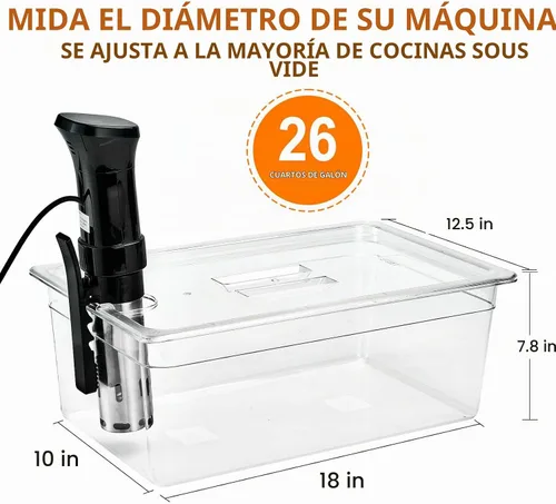 Vista 7 de HOMENOTE - Recipiente grande para Sous Vide con tapa, kit completo de accesorios de 26 cuartos de galón