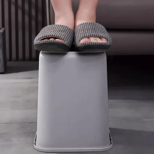 Vista 3 de Waste Bin Kitchen Trash Can Household Toilet Bathroom Simple Lidless Pressure Liviroom Dormitory Large Large Capacity Rubbish Bin/Gris/Medium