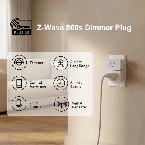 Vista 3 de Minoston Serie 800 Z-Wave Enchufe Atenuador Enchufe Inteligente, Extensor de Alcance con Repetidor Integrado, Requiere Hub Z-Wave, Compatible