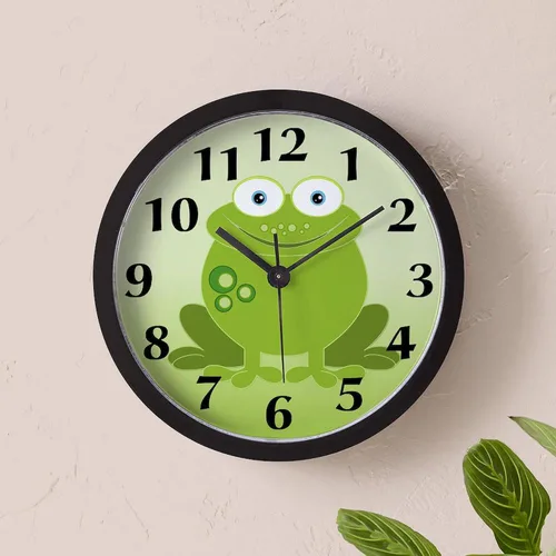 Vista 5 de CafePress Green Frog - Reloj de pared de 10 pulgadas para sala de estar, cocina u oficina