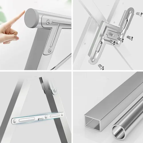 Vista 6 de Estante de secado de ropa de acero inoxidable resistente con ruedas, ajustable y plegable que ahorra espacio para interiores y exteriores, estante