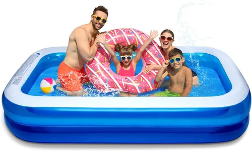 Vista 8 de Piscina inflable para niños, centro de natación familiar para niños, piscina de tamaño completo para niños, adultos, piscina fácil de configurar